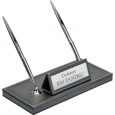 1001MI-08 masa isimliği, siyah renkli promosyon masa seti, 20 x 10 x 8,5 cm boyutunda