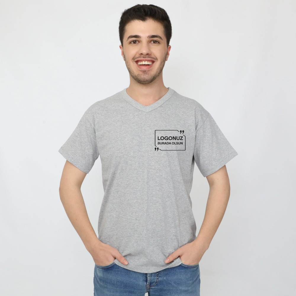 V YAKA GRİ TİŞÖRT 1001NMVYT1-G