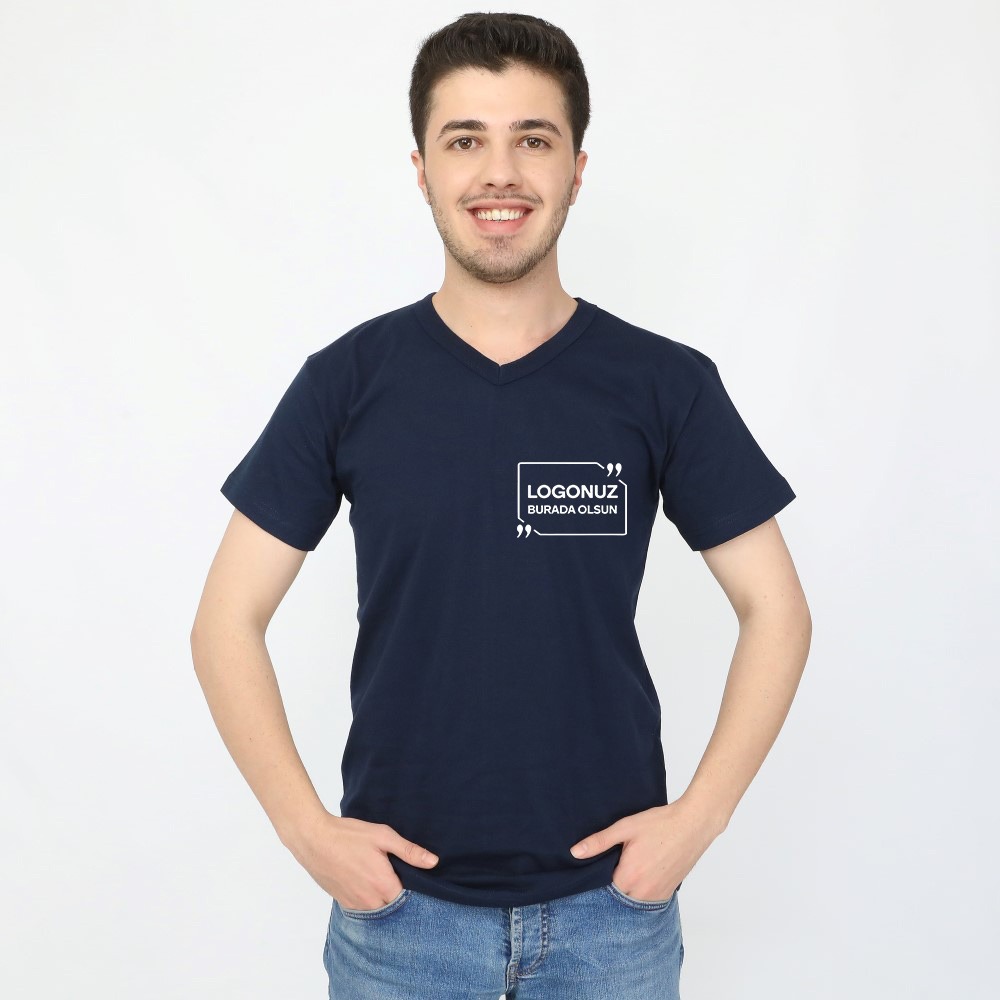 V YAKA LACİVERT TİŞÖRT 1001NMVYT1-L