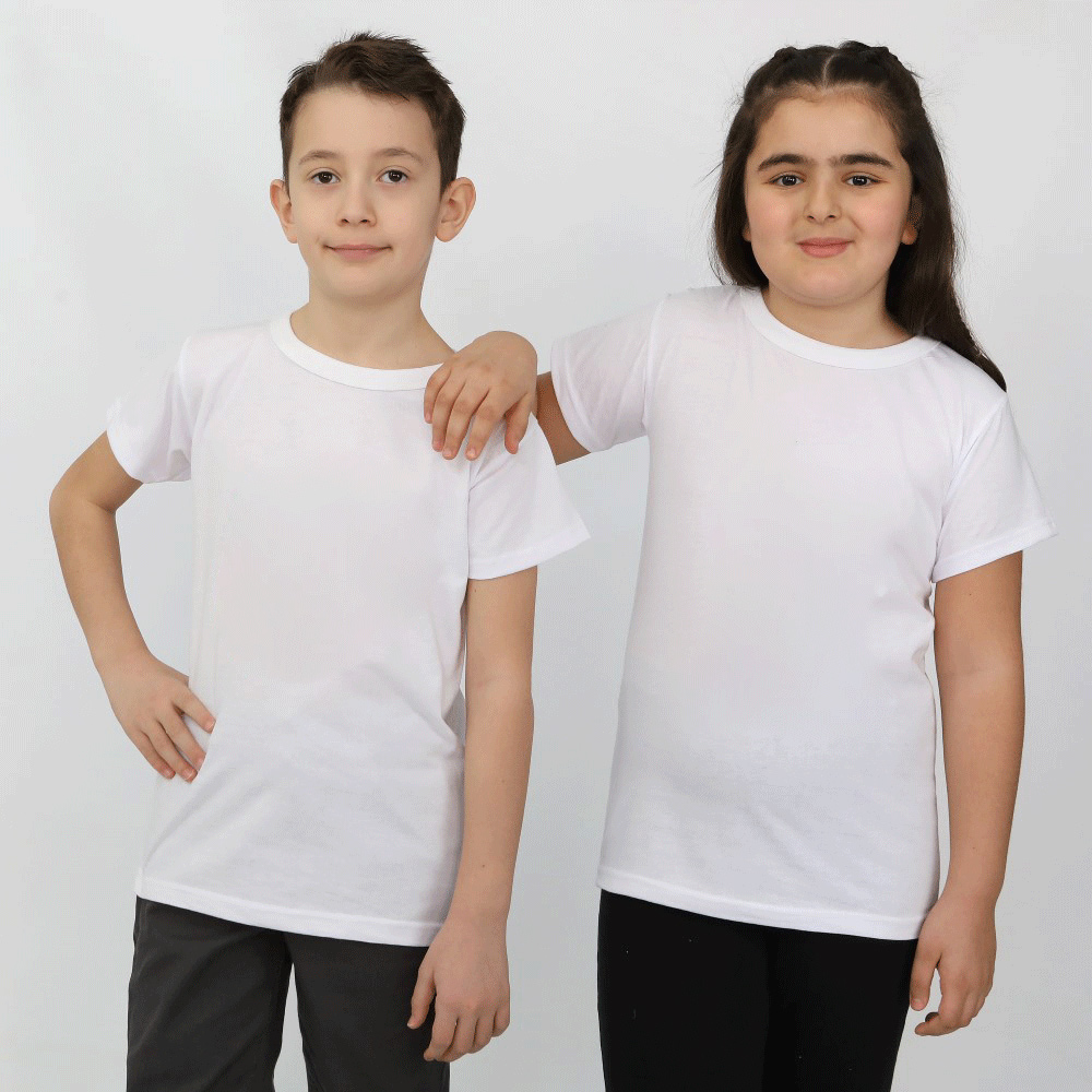 ÇOCUK SIFIR YAKA BEYAZ TİŞÖRT 1001NMSYT3-B