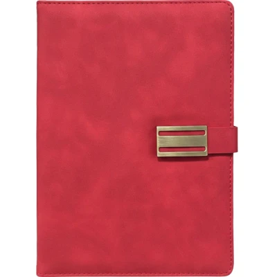 Kırmızı termo PU sert kapaklı, 15,5x21,5 cm ebatında, 224 çizgili sayfalı kurumsal promosyon defter