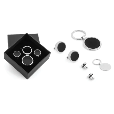 Kutulu Metal Anahtarlık Kol Düğmeli Set 10015500